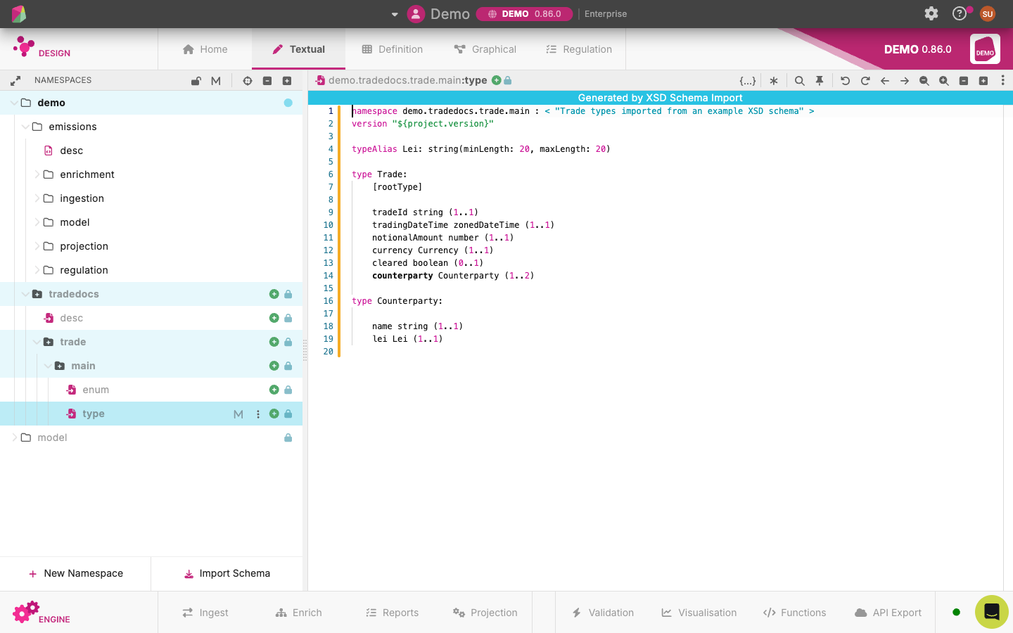 Generated namespace in the Workspace